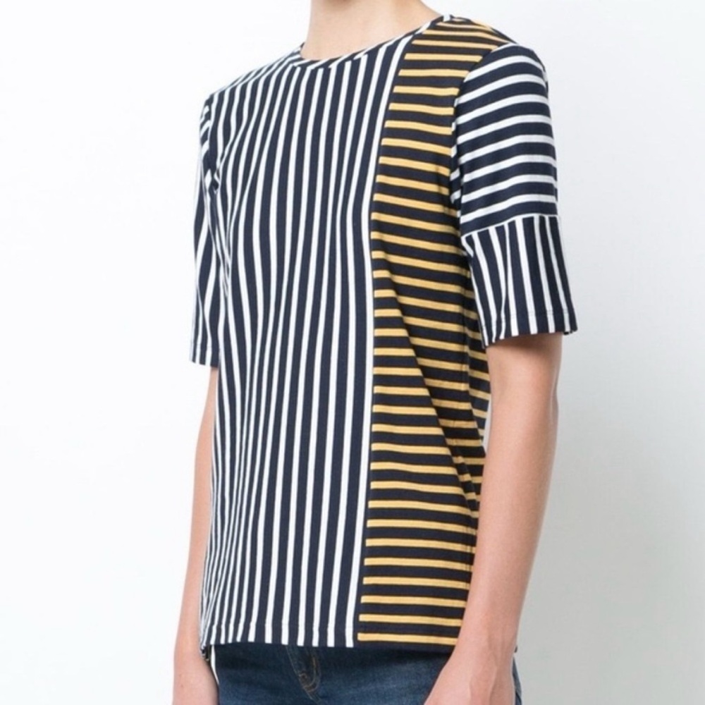 Derek Lam 10 Crosby Striped Black And Yellow Cotton T-Shirt XS